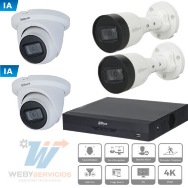 kit cámaras vigilancia ip inteligencia artificial 4mp