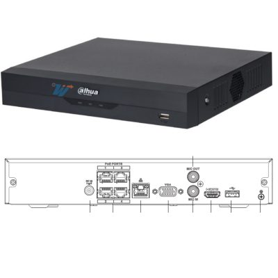DAHUA NVR2104HS-P-I2 - NVR DE 8 Megapixeles 4k 4 Canales IP