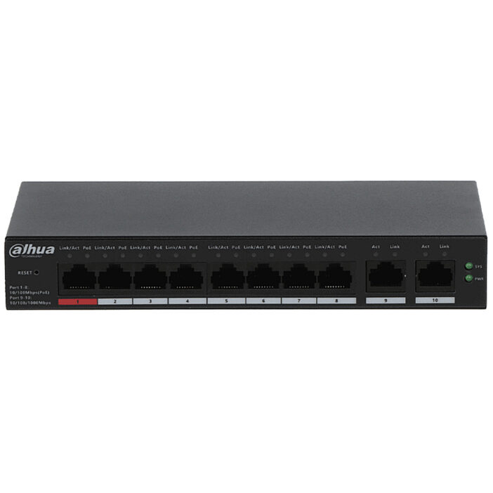 Switch poe 8 puertos DAHUA CS4010-8ET-110 watts