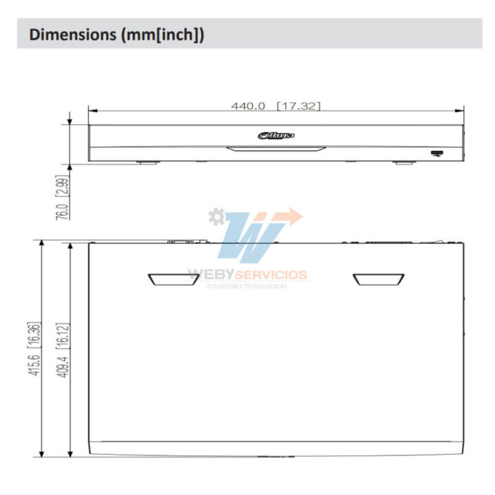 dimensiones tamaño NVR4432-16P-EI