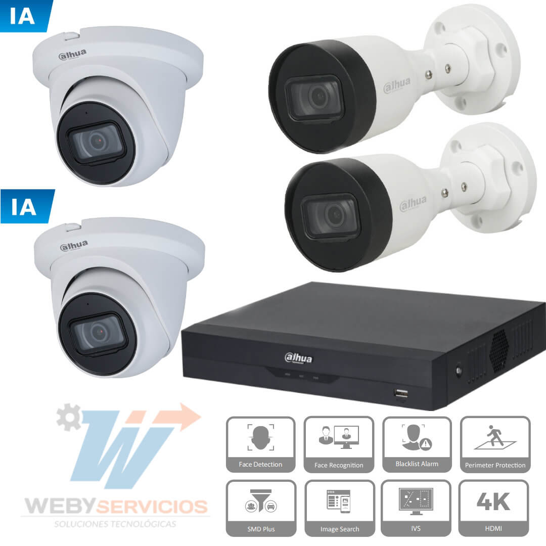 Kit de 4 cámaras IP 4MP + Wizsense + 2TB + 100m » Weby