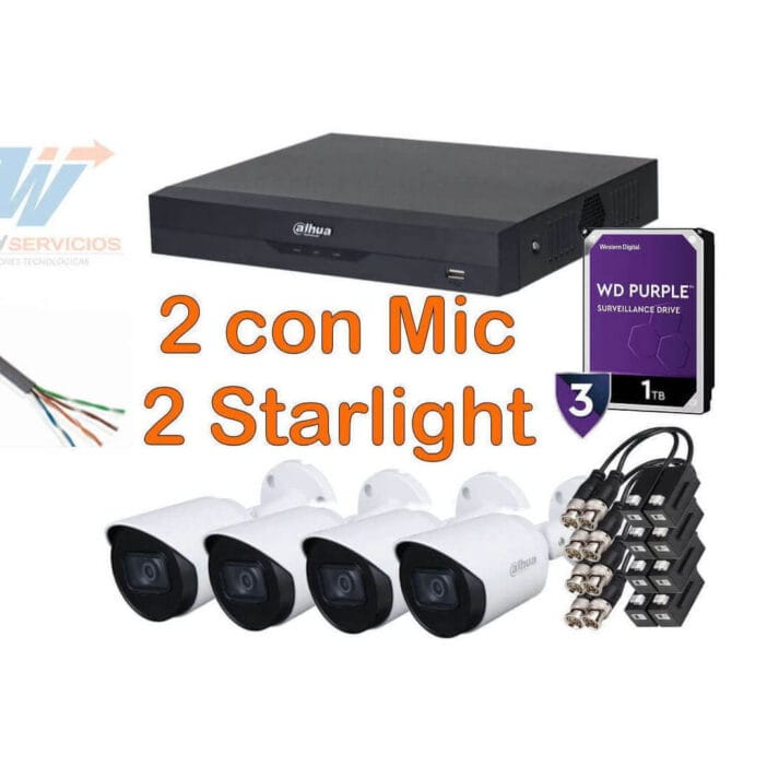 kit de cámaras con microfono vision nocturna a color