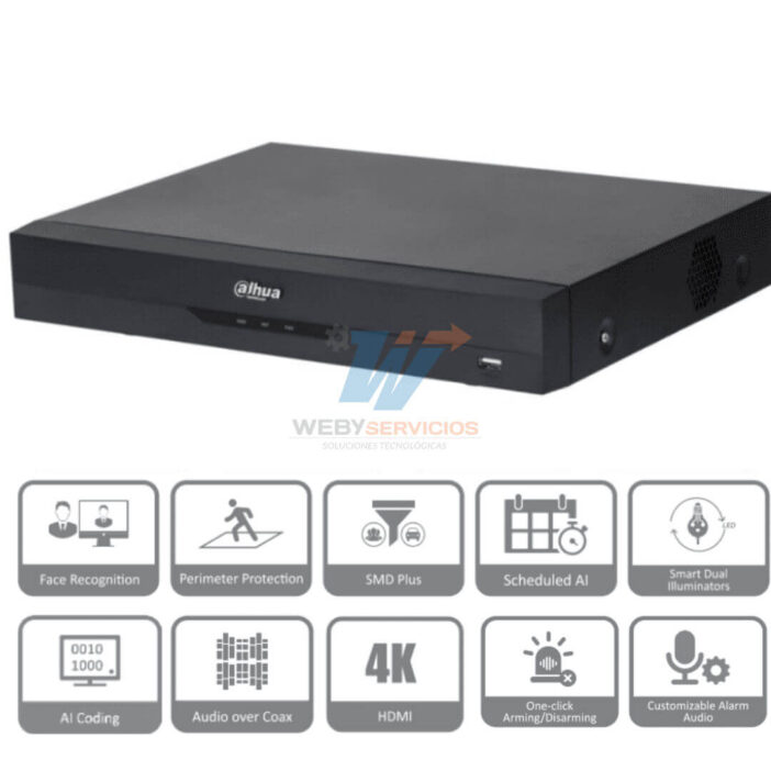 DAHUA XVR5116HE-4KL-I3 - DVR de 16 Canales 4k/ WizSense