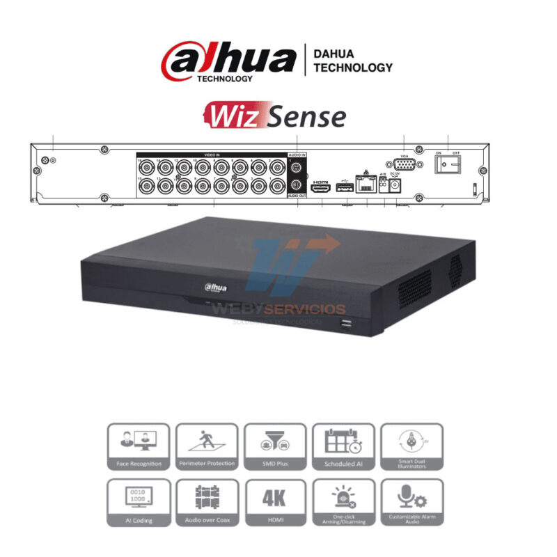 DAHUA XVR5216AN-4KL-I3 - DVR de 16 Canales 4k/ WizSense