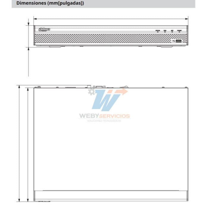 tamaño dimensiones DAHUA DHI-NVR4232-4KS3