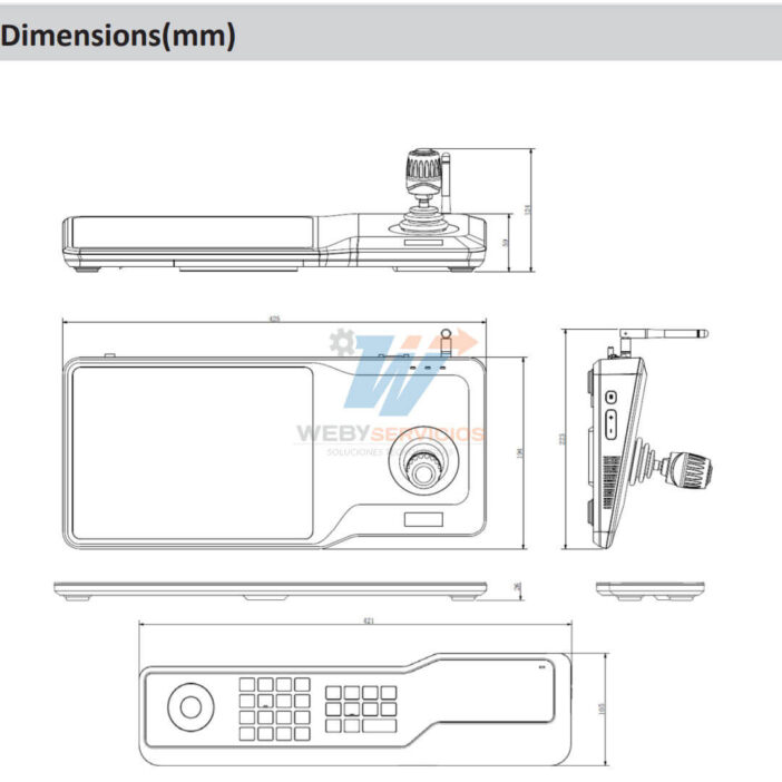 dimensiones joystick profesional dahua
