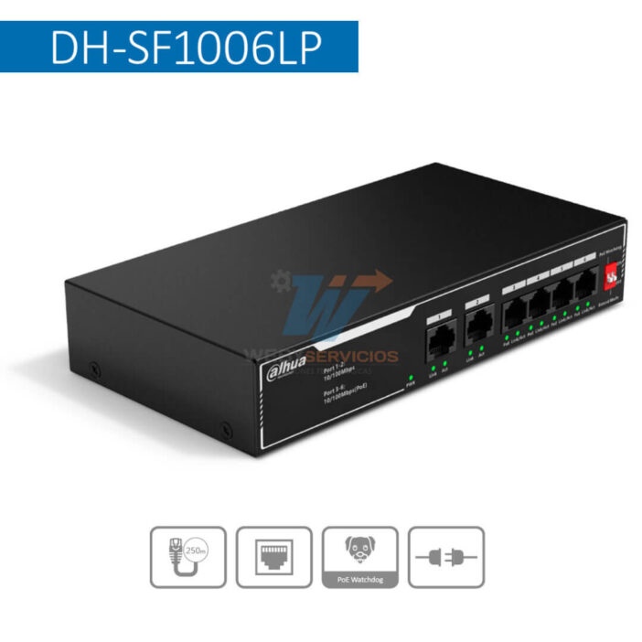 DAHUA DH-SF1006LP - Switch PoE de 6 Puertos