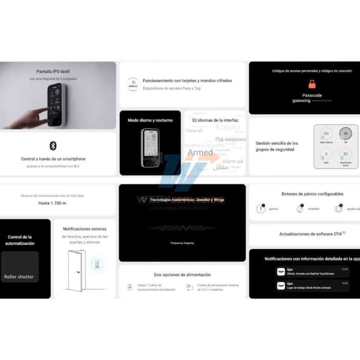 características Ajax KeyPad TouchScreen