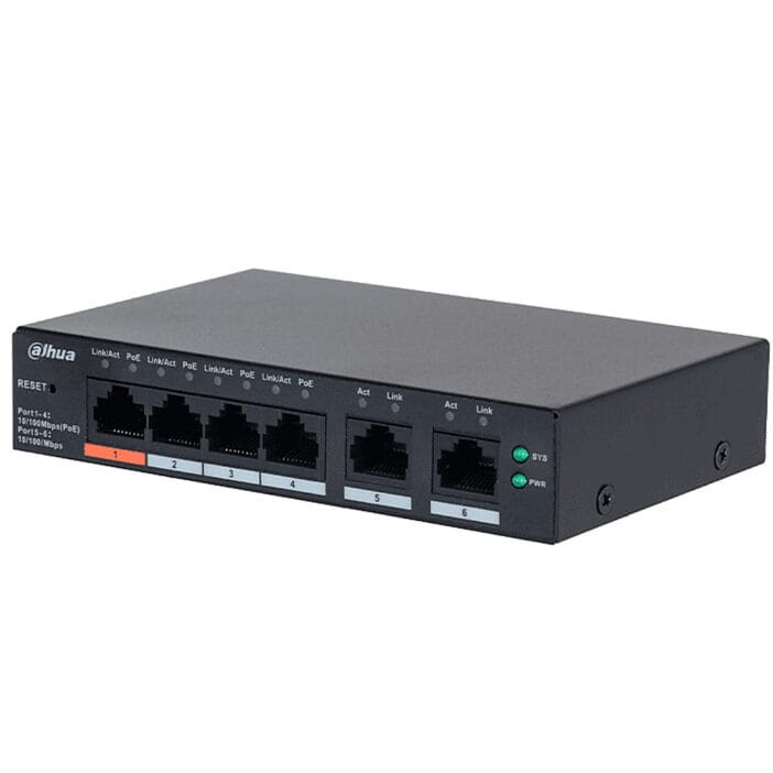 DAHUA DH-CS4006-4ET2ET-60 - Switch PoE de 6 Puertos Administrable con 4 PoE