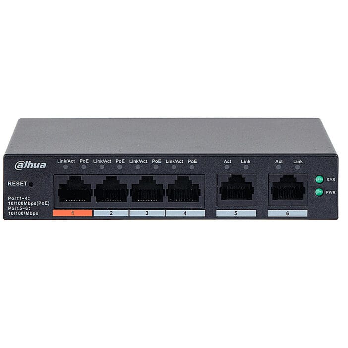 Switch poe 4 puertos DAHUA DH-CS4006-4ET2ET 60 watts