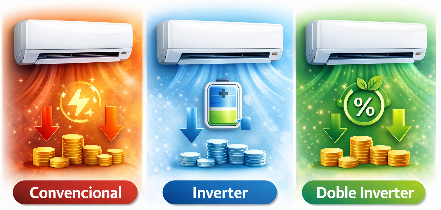 Aire acondicionado convencional vs inverter vs doble inverter